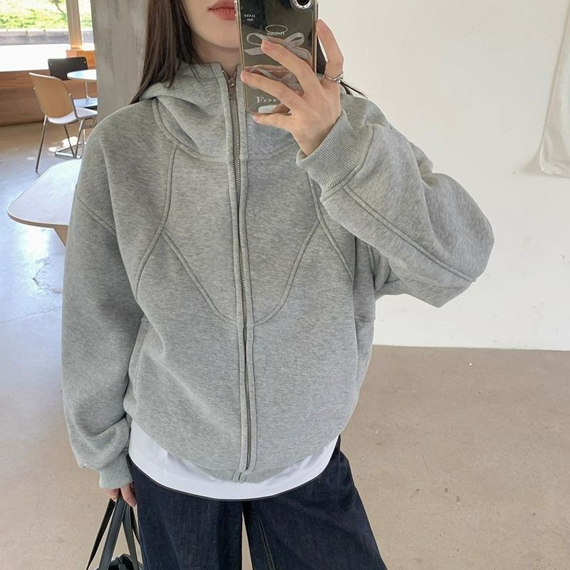 Herbst Winter American High Street Dekonstruierter Rollkragenpullover Hoodie Jacke Mantel Herren Boxy Short Wide Cardigan Zipper_voghion.com