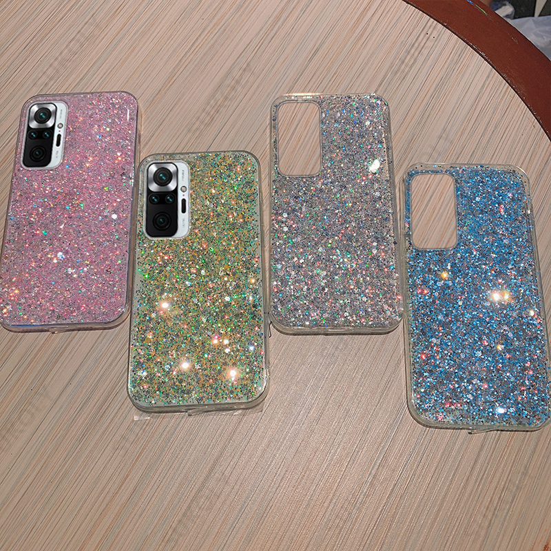 For Xiaomi Redmi Note 10 Pro Case Note 9 8 7 Pro 10S 9S 9A 9C Bling Glitter Cover Xiaomi Poco X3 F2 M3 Pro F3 Mi 11 Lite_voghion.com