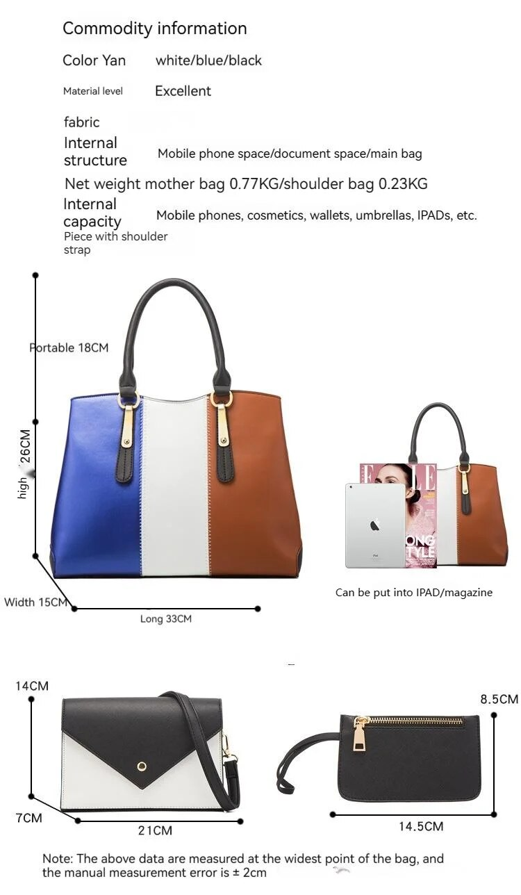 2023 Yeni Moda Kontrast Renkli Kadın Çantası Kadın Çantası Tek Omuzlu Çapraz Çanta Anne Çantası Dört Parçalı Kadın Çantası_voghion.com