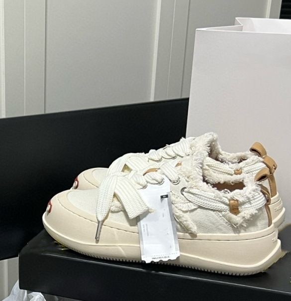 Tan Jianci Same Style Beggar 2025 New Thick-Soled Height-Increasing Ugly Lace-Up Open-Smile Canvas Shoes_voghion.com