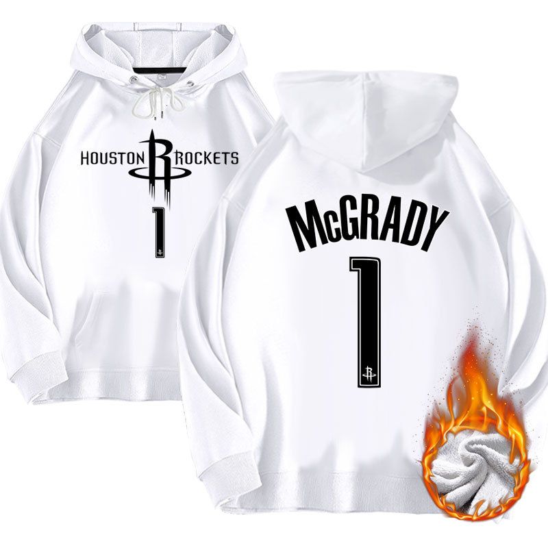 Felpa con cappuccio in peluche n. 1 di Basketball Mcgrady Rocket con stampa bifacciale unisex, abbigliamento alla moda autunnale/invernale_voghion.com
