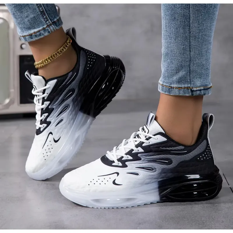 Damen Laufschuhe aus leichtem, atmungsaktivem und bequemem Mesh-Gewebe, flach, weich, mit Luftpolsterung_voghion.com