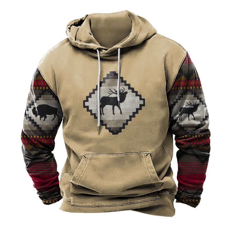 Maglione con cappuccio da uomo, popolare maglione 3D con cappuccio, corda e tasca_voghion.com