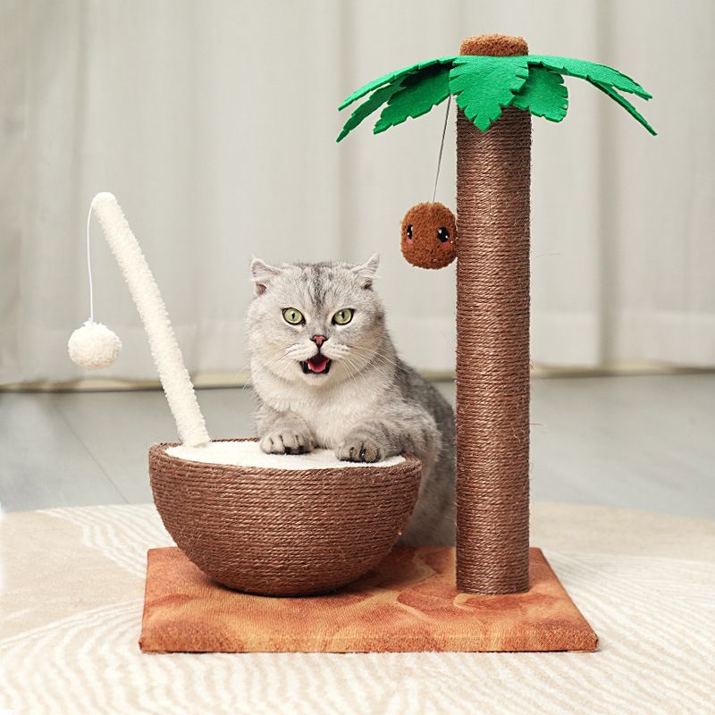 Casa de escalada con árbol integrado, marco extragrande, tabla rascadora de sisal, plataforma de salto para gatos, ahorra espacio, pulido de garras_voghion.com