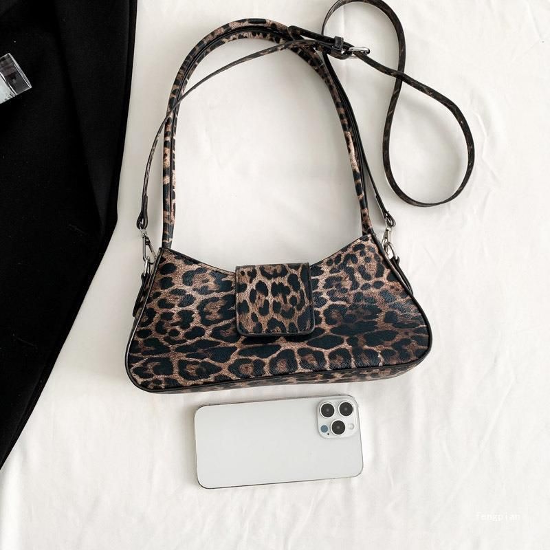 Leopard print bag texture hot girl style underarm bag female handbag versatile shoulder messenger bag_voghion.com
