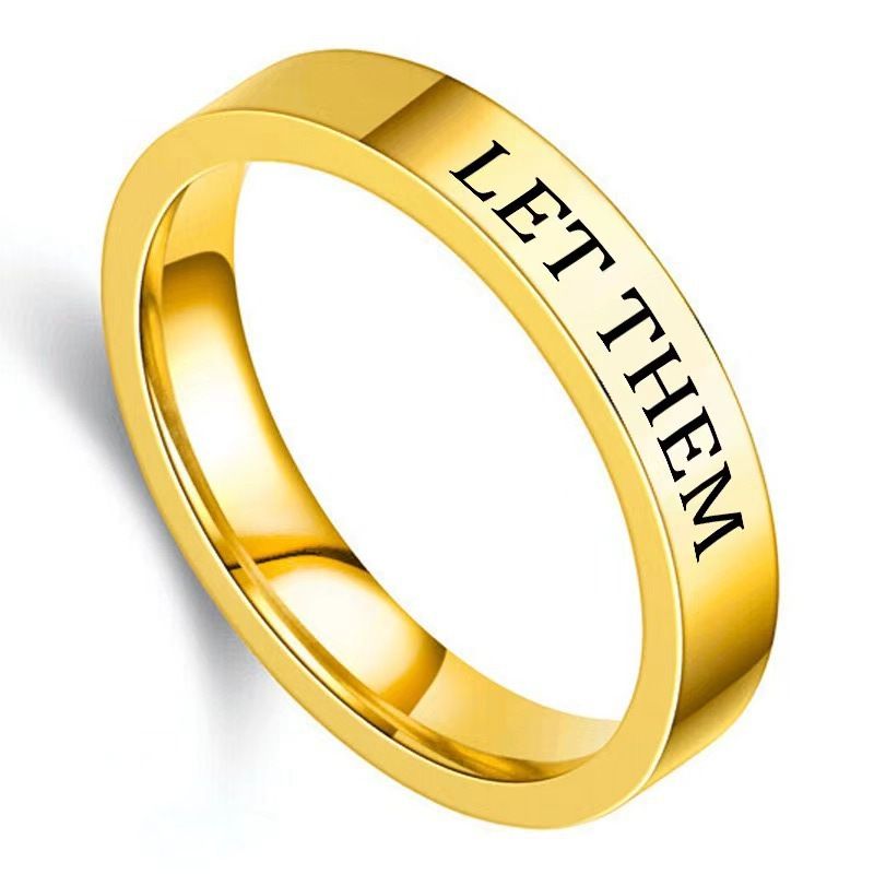 Anelli di coppia lucidi LET THEM, nuovi modelli alla moda del 2024, gioielli da uomo alla moda_voghion.com