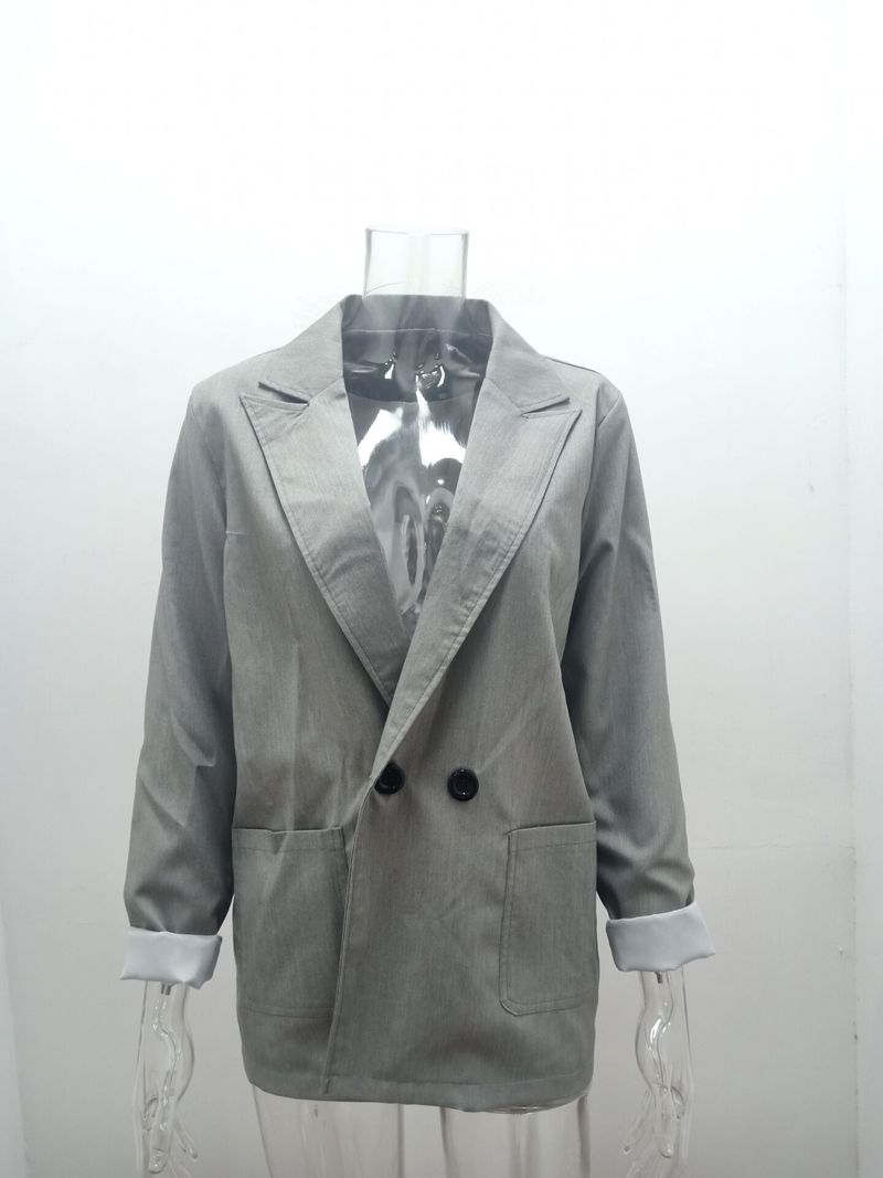 Giacca da donna primaverile e autunnale a maniche lunghe in tinta unita alla moda_voghion.com