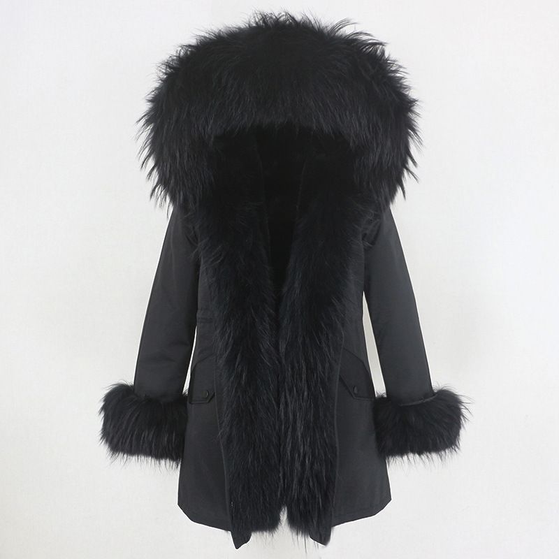 Women's Clothing hot sale winter parka for women with detachable fox fur collar lining fashionable warm ladies mid length coat_voghion.com