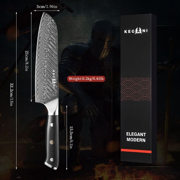 Kegani Santoku Knife 7 Inch Japanese Santoku Knife, 73 Layers AUS-10 Damascus Japanese Knife, FullTang G10 Handle Damascus Santoku Knife With Case &_voghion.com