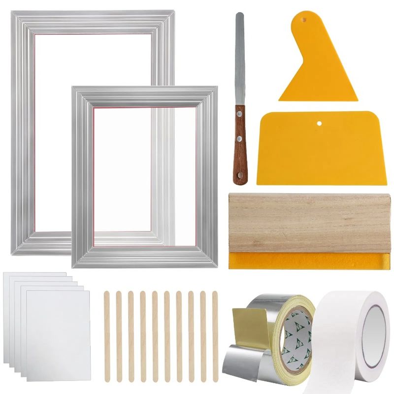 Frames Screen Silk Tapes Pieces 2 Count Mesh And 2 Screen Sque 10x14in Kit Printing 8x10 Printing Aluminum Screen 110 Printing_voghion.com