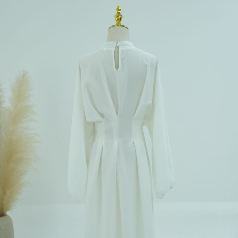 Abbigliamento donna Medio Oriente Turchia Dubai Abito tinta unita con maniche a palloncino Lr728_voghion.com