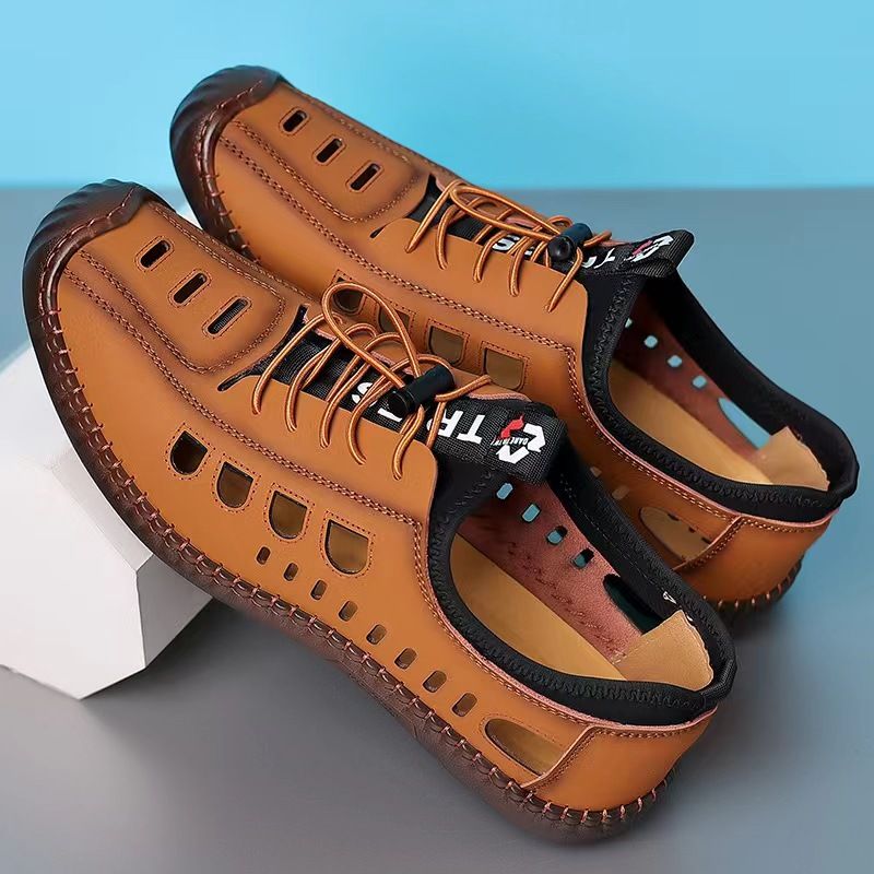 Sandals Soft 2025 Summer Men's Sandals Breathable And Non Slip Cowhide Sole Casual Leather Outdoor Beach Shoes_voghion.com