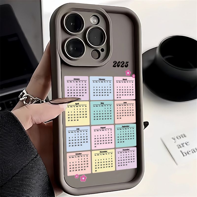 Custodia con motivo calendario di Capodanno 2025 per Samsung Galaxy S25 S24 S23 Ultra S22 Plus S21 FE A16 A25 A35 A55 A53 A52 A54 A35 Cover_voghion.com