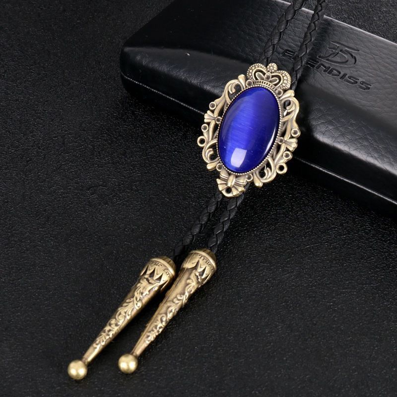 Lässige Halskette, trendige Bolo-Krawatte, Halsband-Accessoires, Metallkrone, Katzenaugen-Hemdschleife, Bolo-Krawatte_voghion.com