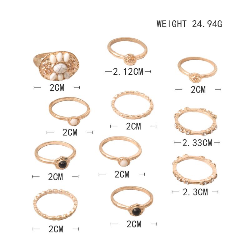 Heißer Verkauf Legierung Persönlichkeit Gold Farbe 11 Stück Set Ring Hand Schmuck_voghion.com
