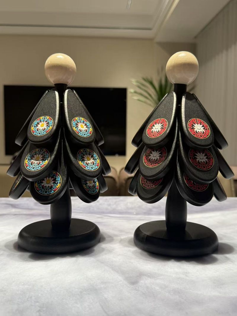 New Christmas Heat Insulation Table Decoration Creative Single Tree Solid Wood Anti-scald Foldable Placemat Coaster Bowl_voghion.com