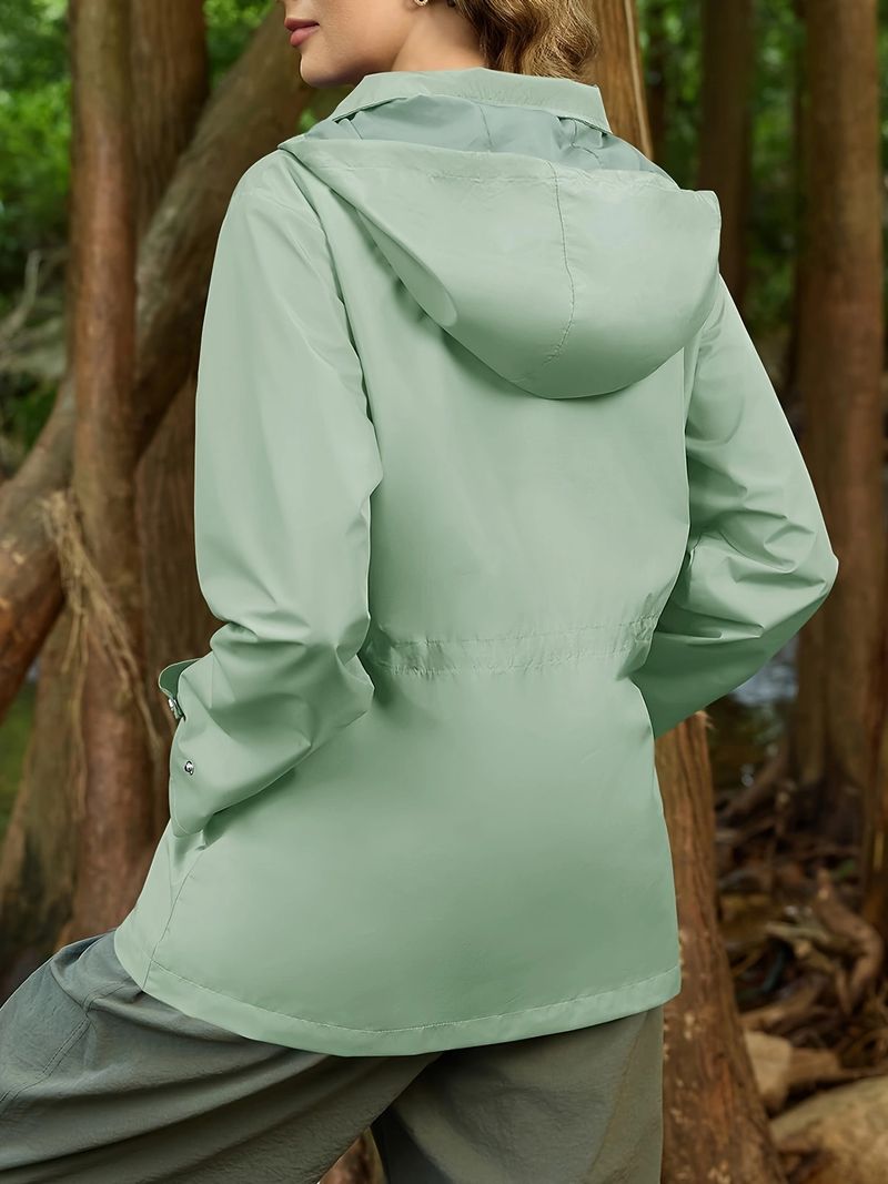 Waterdichte trenchcoat voor dames – Slim fit winddichte regenjas met capuchon voor woon-werkverkeer (S/M/L/XL/XXL, zwart/beige/legergroen/lavendel)_voghion.com