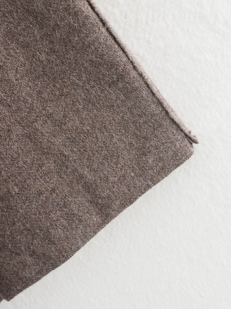 Elegant Asymmetrical Cape Knit Top – Women’s Long-Sleeve Scarf Neck Pullover, Loose Fit Boho Chic (Grey/Brown)_voghion.com