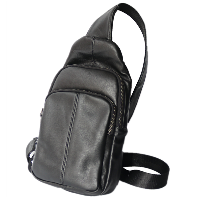 Men's First Layer Cowhide Black Summer Casual Messenger Bag_voghion.com