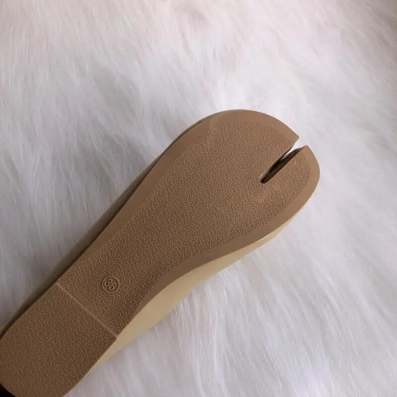 Pantofi Tabi Ninja pentru femei, din piele microfibră, confortabili, cu vârf despicat, cu fund moale, mocasini, slip, trotter pentru femei_voghion.com