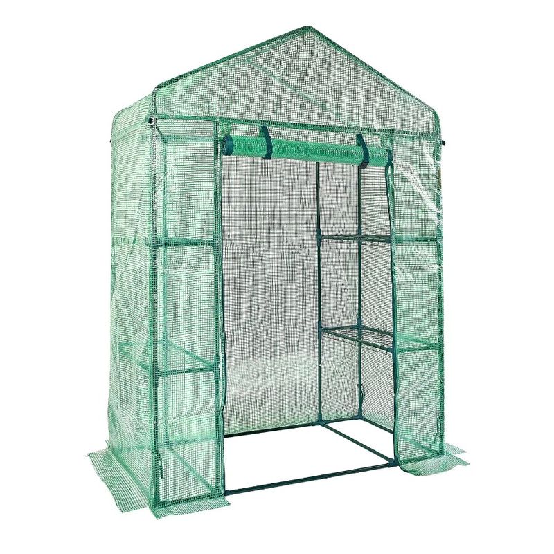 Copertura U Set 4.6 con ripiani in acciaio alti 2.4 e struttura della serra resistente, walk-in Ft con 6.7 X PE verde, finestre e porte X_voghion.com