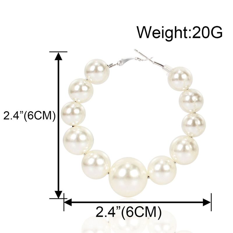 Exaggerated with fashionable large circles imitating pearl for women, hook earrings 22490_voghion.com
