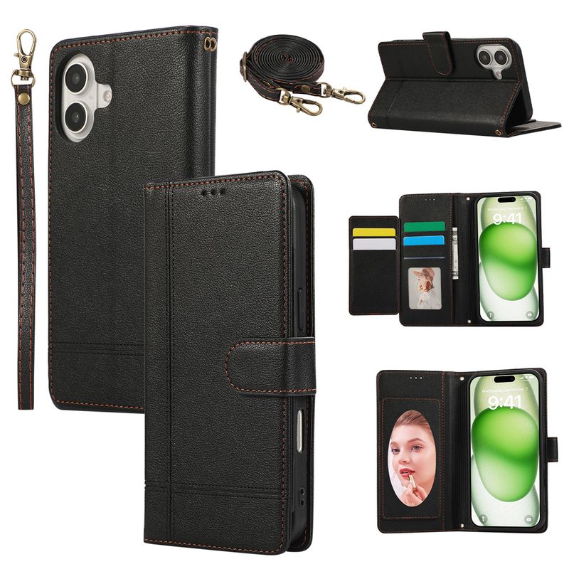 Pasek na nadgarstek z paskiem na ramię i kieszenią na karty, etui na telefon iPhone 16 Plus 15 14 13 12 11 Pro Max XS XR X 7 8, skórzane etui ochronne_voghion.com