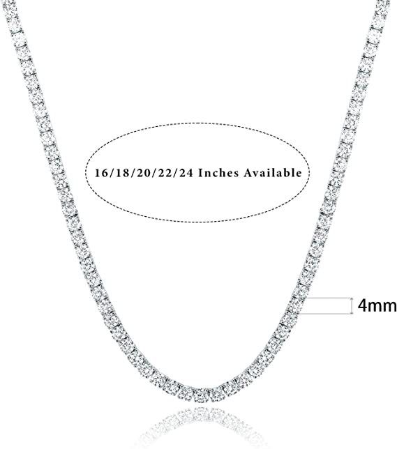 Männerschmuck K Wäissgold Vergoldet 4 Klauen 2mm3mm4mm5mm6mm Zirkon Tennis Halskette Halskette Moud_voghion.com