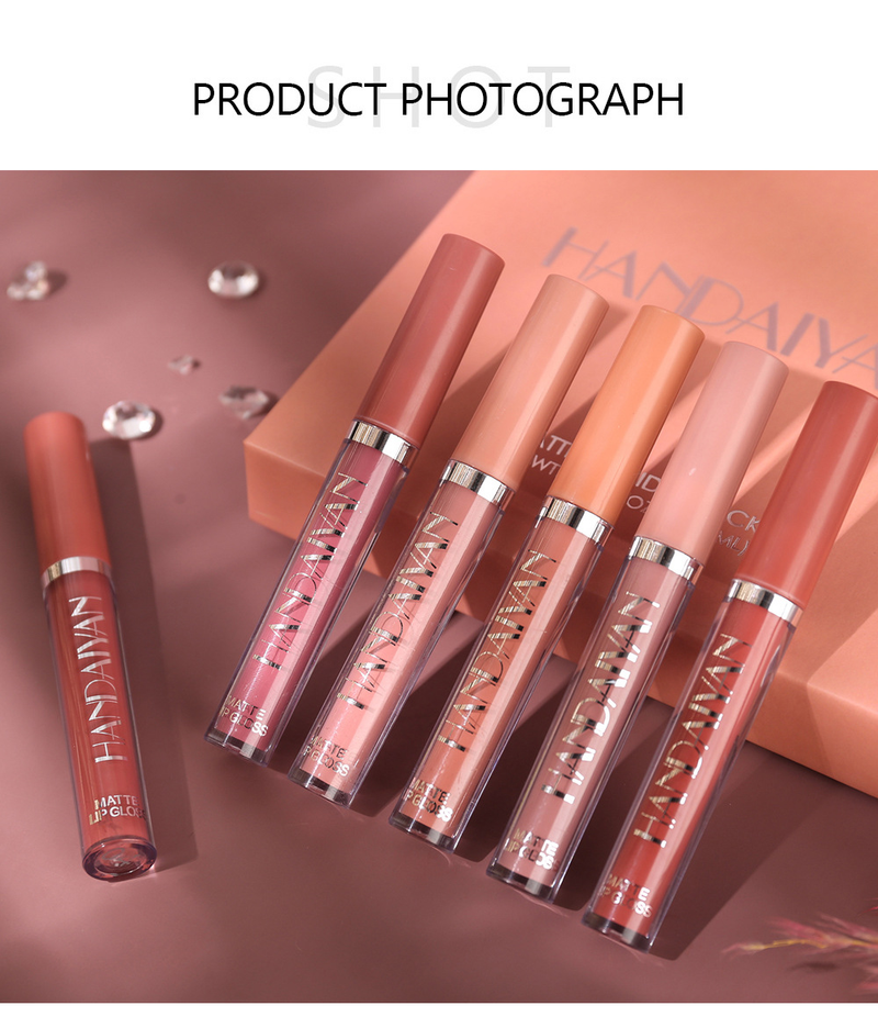 HANDAIYAN Han Daiyan Beauty Set di rossetti con tazza antiaderente impermeabile Confezione regalo con smalto per labbra opaco a 6 colori_voghion.com