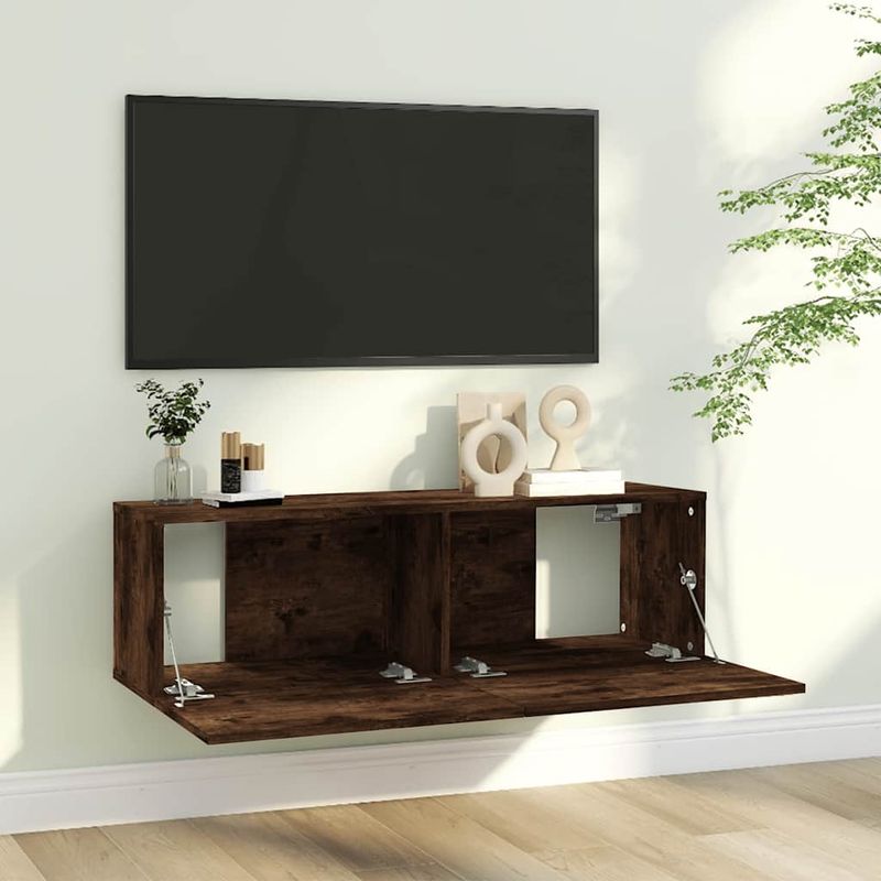 TV-Wandschrank Räuchereiche 100x30x30 cm Holzwerkstoff_voghion.com