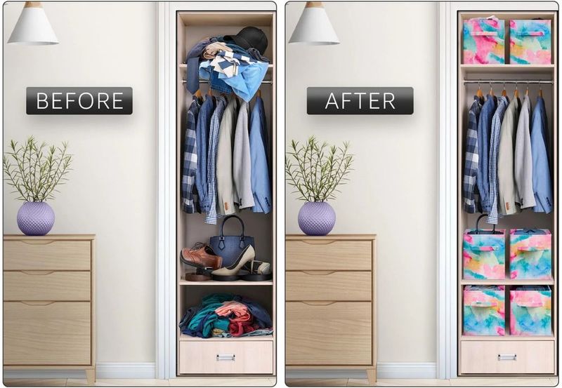 Colorful Cube Storage Bins, Set Of 6 Foldable Collapsible Storage Box With Handles, 11" Fabric Storage Cubes Organizers For Shelves, Pink_voghion.com