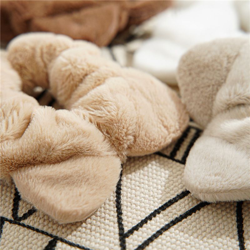 2024 winter new plush cloth large intestine hair band female simple cat ear headband versatile elastic headband_voghion.com