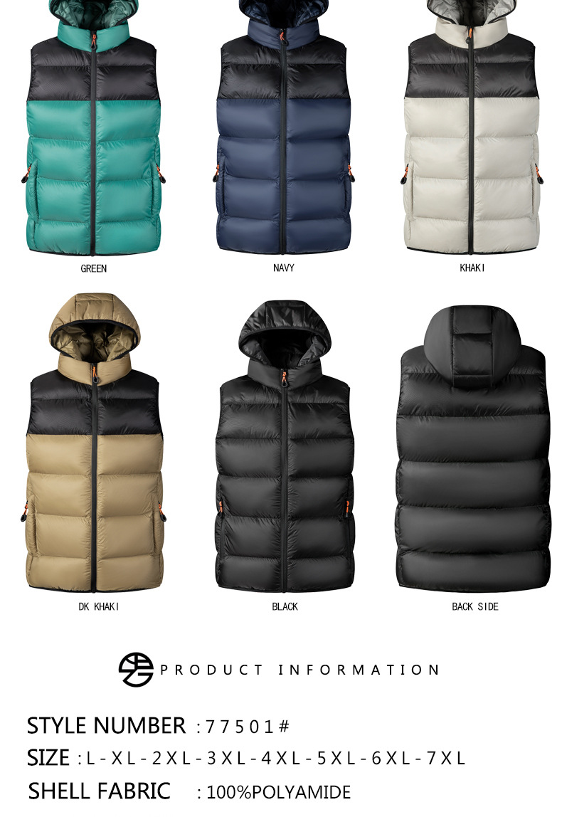 kokvilnas veste vīriešiem 2023. gada jaunā stila savienota daudzkrāsu veste viena liela izmēra veste ar kapuci vīriešiem_voghion.com