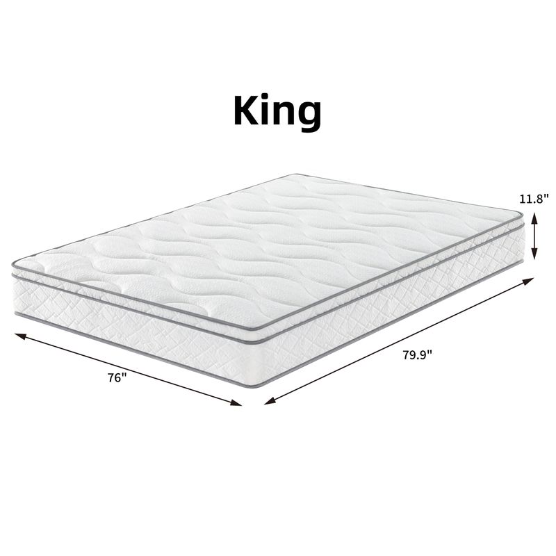 King Size Mattress,12 Inch Hybrid Mattress In A Box With Gel Memory Foam,Individually Wrapped Pocket Coils Innerspring For Breathable And Durable Support, Made In USA, CertiPUR-US Certified_voghion.com
