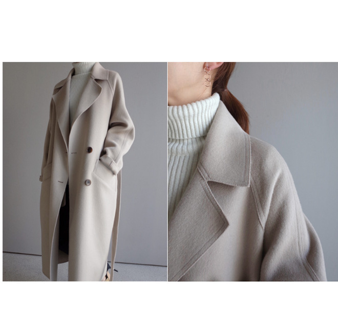 Women's Clothing Winter Mid-Length Waist Slimming Lapel Lace Woolen Coat_voghion.com