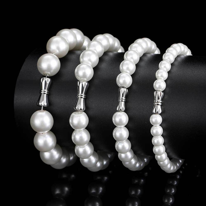 Minimalist Pearl Beaded Chain Bracelet For Men And Women - Trendy Unisex Accessory With Geometric Design_voghion.com