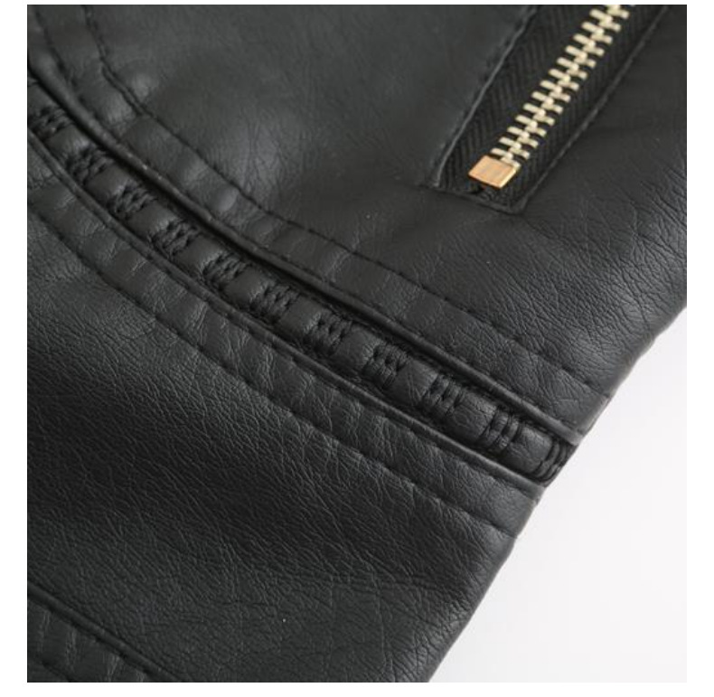 Giacca in pelle PU da donna taglie forti con colletto rialzato Giacca in pelle da donna_voghion.com