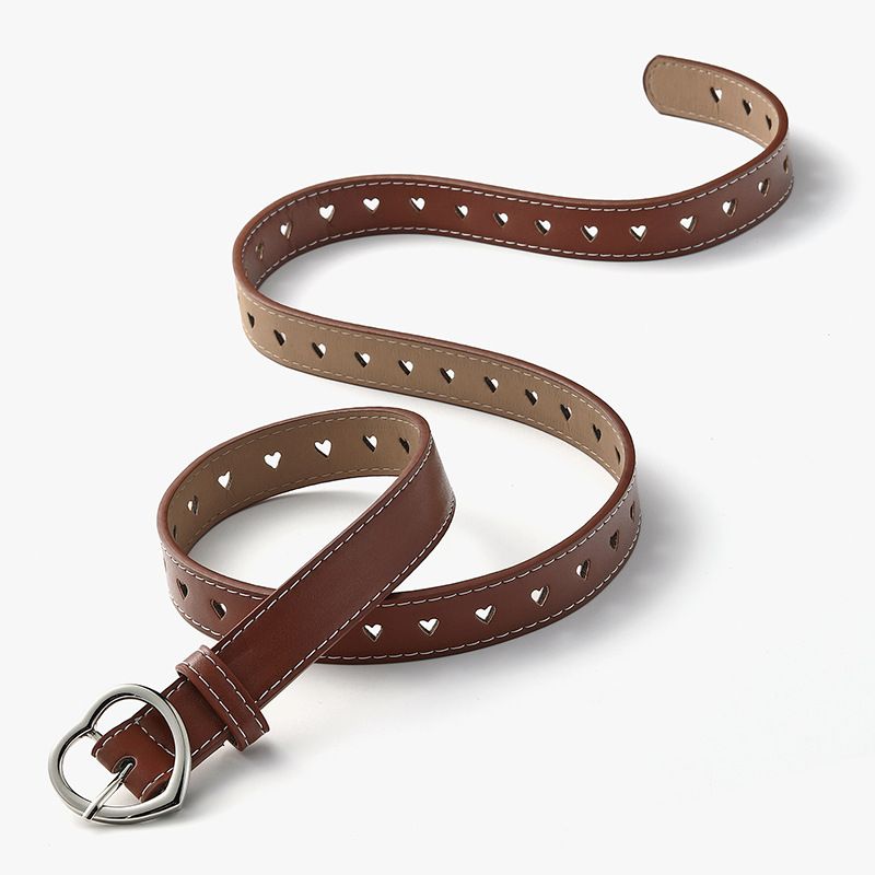 Version coréenne d'un article unique à la mode, ceinture à boucle, décoration creuse à trou complet en forme de cœur à la mode, ceinture pour femmes_voghion.com
