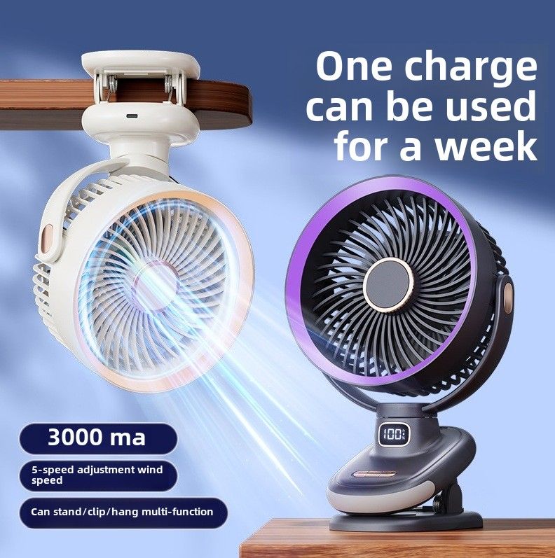 Νέος ανεμιστήρας κυκλοφορίας με κλιπ, νυχτερινό φως, μίνι επαναφορτιζόμενος φορητός ανεμιστήρας κυκλοφορίας αέρα για επιτραπέζιο υπολογιστή_voghion.com