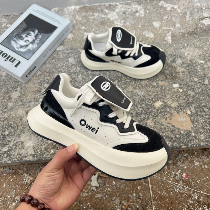Oca1 Ame Schwarz-Weiß-Panda-Farbwolke Freizeitschuh für Damen im Frühjahr 2025 China-Chic Thick Oled Neaker_voghion.com