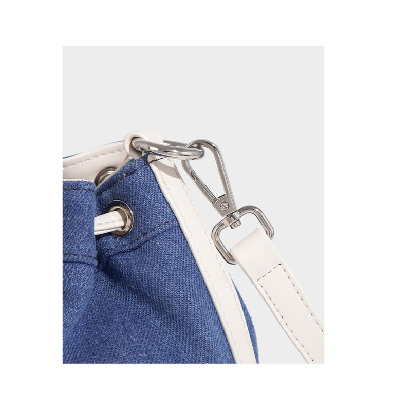 Borsa a mano con bordo in pizzo e cuciture alla moda estiva 2025, borsa a tracolla con tracolla singola, borsa a secchiello con coulisse, di alta qualità, alla moda._voghion.com