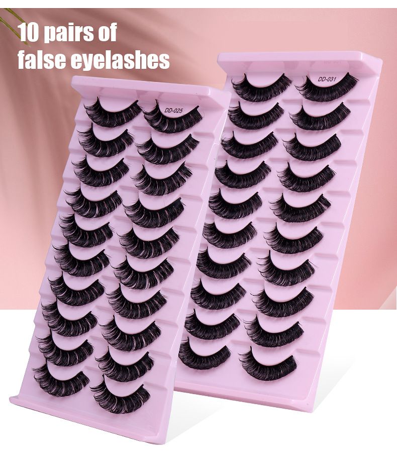 Lash extension set 10 pairs of large curly false eyelashes Natural eyelashes Thick black cotton false eyelashes_voghion.com
