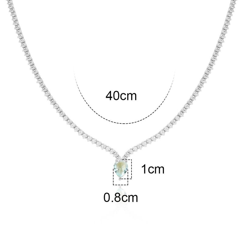 Damen-Schmuckset, schlichtes Temperament, Ohrringe, Schlüsselbeinkette, schmaler Zirkon, zweiteiliges Set, Ohrringe, Anhänger, Halskette_voghion.com