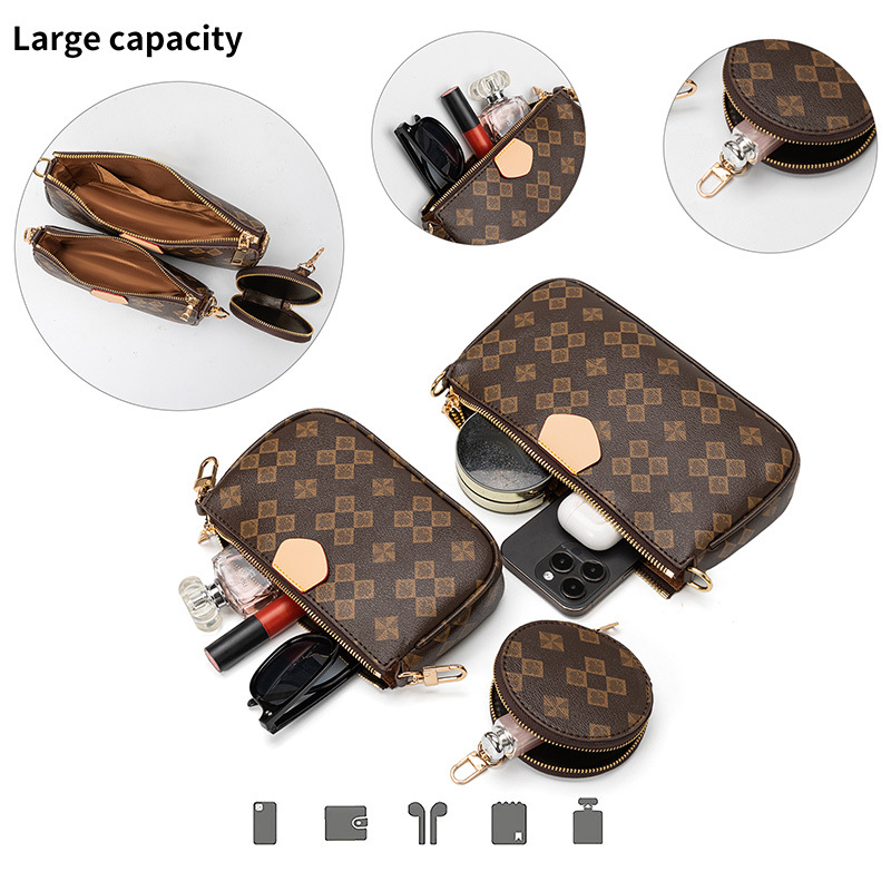 Combination Bag Fashionable Women's Crossbody Bag Chain Three-piece Set Mahjong Bag Three-in-one Shoulder Armpit Bag_voghion.com