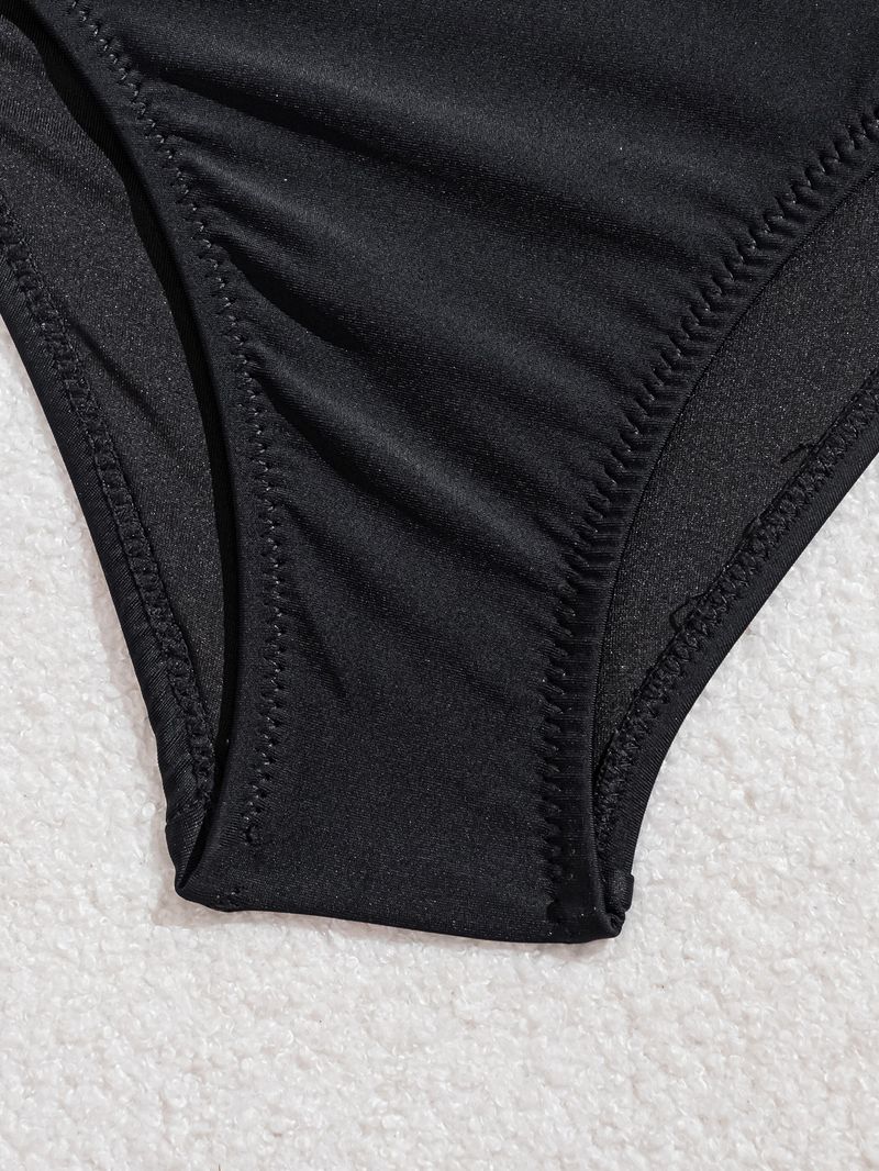 Sommer Neue Damen Nylon Farbblock Badeanzug Neckholder Kreuz Krawatte Hohe Taille Pool Urlaub Strand Party Bademode_voghion.com