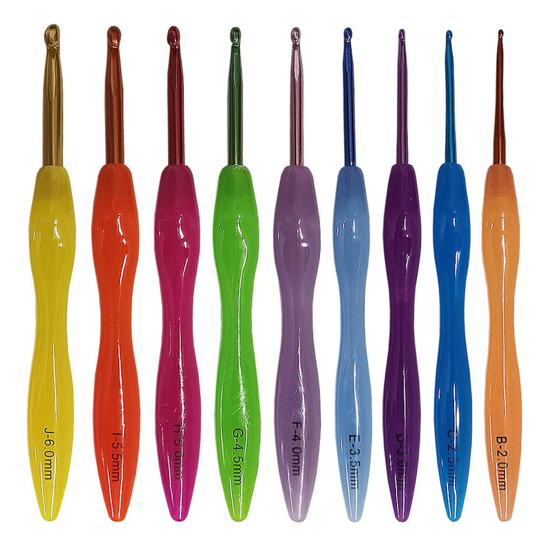 Ago per maglione per uncinetto. Ago per uncinetto in ossido di alluminio con manico in plastica arcobaleno ABS_voghion.com