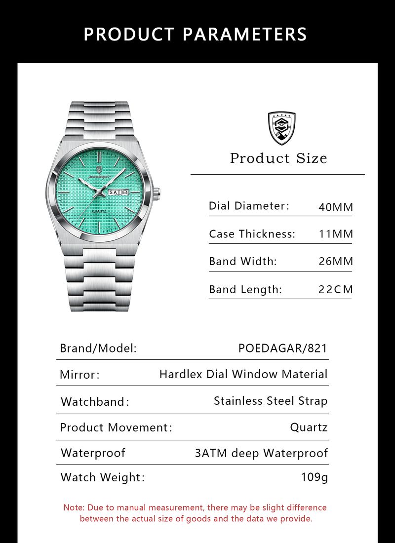 POEDAGAR Top Business Man Watch Luminous Waterproof Stainless Steel Men Wristwatch Date Week Quartz Fashion Casual Men's Watches_voghion.com