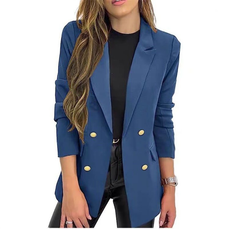 Damenbekleidung neue kleine Anzugjacke Damen einfarbig lässig langärmelige Reversknopf Herbstjacke_voghion.com