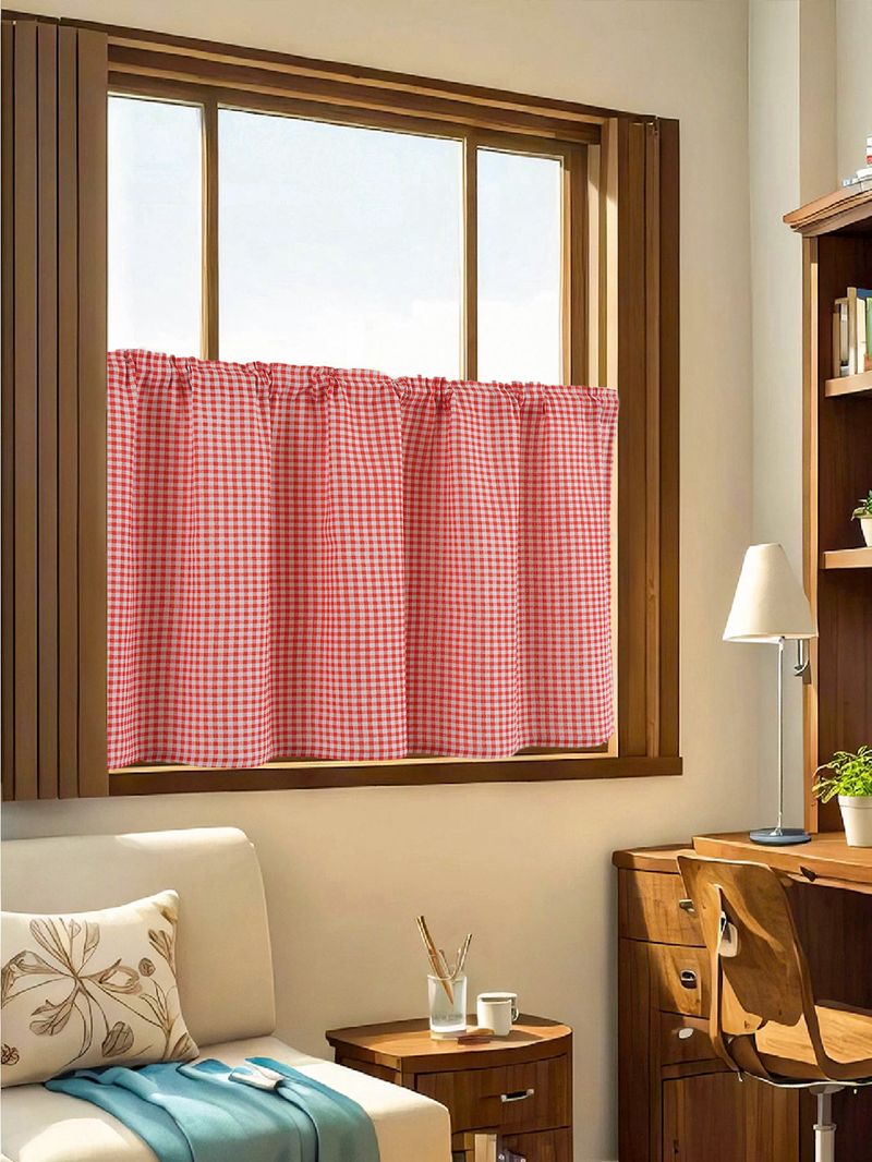 Türvorhang aus Poly-Baumwolle mit Karomuster – Moderne Trennwand für Küche und Wohnzimmer (Blau/Rot/Grau/Schwarz/Lavendel, mehrere Größen, keine Installation erforderlich)_voghion.com