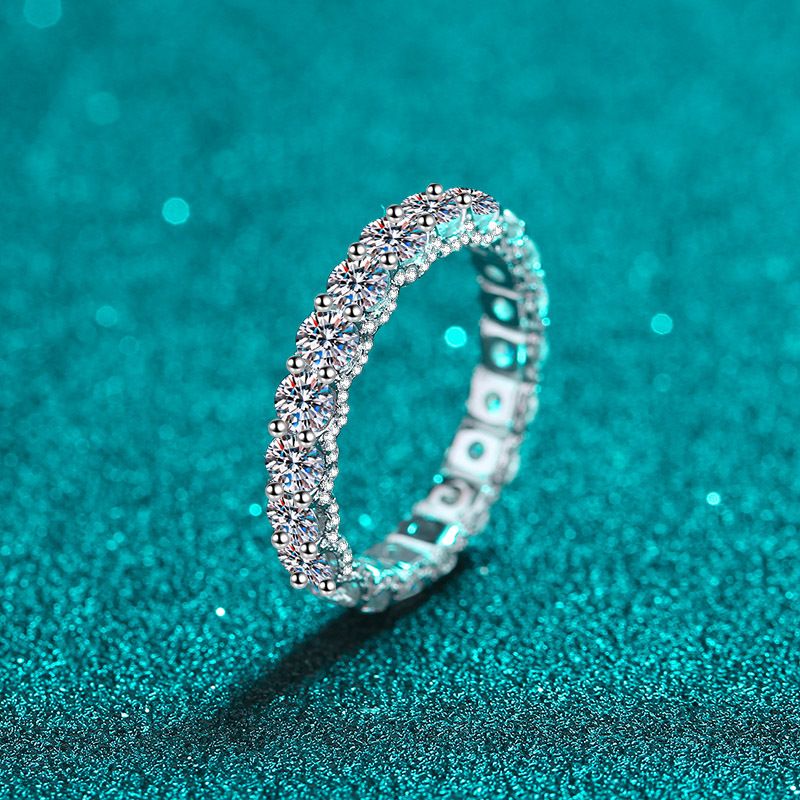 Anello in argento sterling da donna, con moissanite a grappolo, placcato oro PT950, anello cubano da sposa_voghion.com